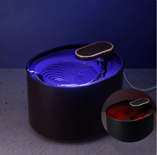 Velunari Dusk Blue automatic cat water fountain with glowing LED, 3L capacity
